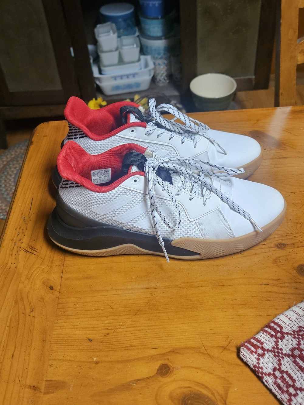 Adidas Run The Game Men's White Sneakers with Red Lining and Black Accents